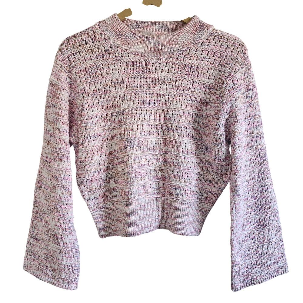 Marc New York Pastel Cropped Sweater with Bell Sleeves Size Large